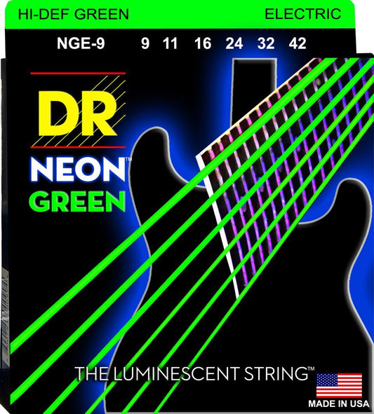 Dr NGE-9 Neon Electric Strings Hi-Def Green 9-42