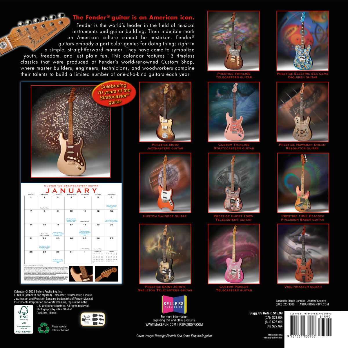 Fender Custom Shop 2024 Calendar