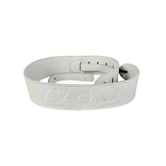 Cole Clark Deluxe 2.5" Soft Leather Guitar Strap w/ Embroidered Logo - Cream