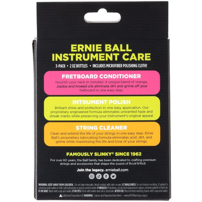 Ernie Ball Instrument Care 3-pack w/ Microfibre Polish Cloth
