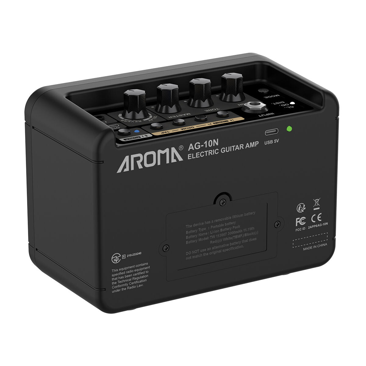 Aroma 8W Rechargeable Electric Guitar Amp w/ Drum Machine