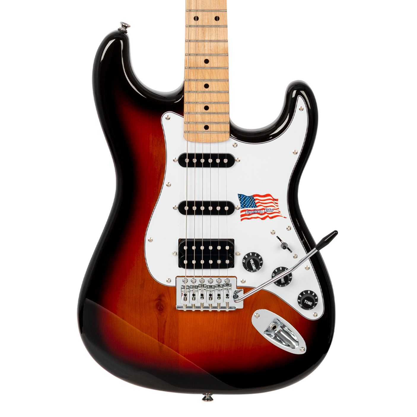 SX SC Electric American Alder HSS Electric Guitar - Two-Tone Sunburst
