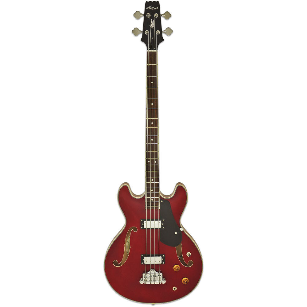 Aria Pro II Classic Series Hollow Body Electric Bass Guitar - Wine Red