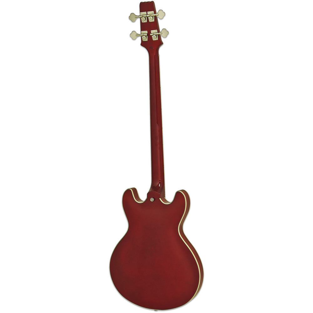 Aria Pro II Classic Series Hollow Body Electric Bass Guitar - Wine Red