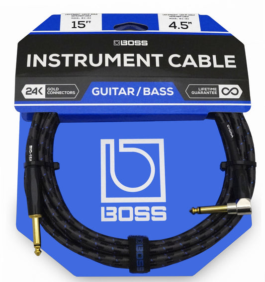 Boss BIC-15A Instrument Cable 15ft - Straight/Right Angle
