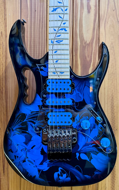 Ibanez JEM77P Steve Vai Signature Electric Guitar - Blue Floral Pattern - Pre-Loved