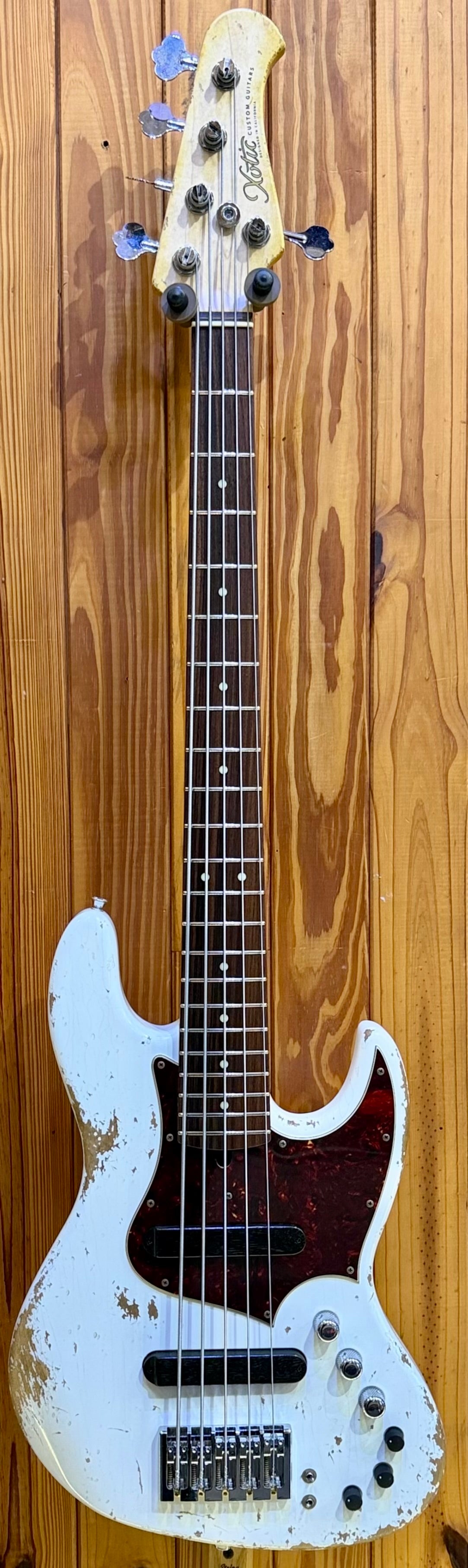 Xotic XJ-1T 5-String Jazz Bass - Alder - Olympic White Heavy Aged - #3845