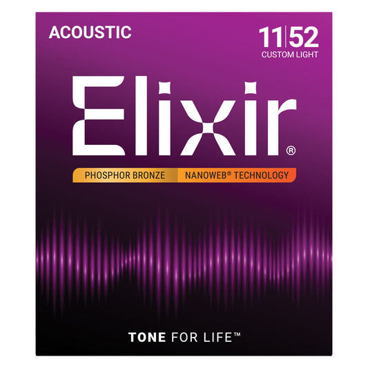Elixir Acoustic Phosphor Bronze w/ Nanoweb Coating - 11-52 Custom Light