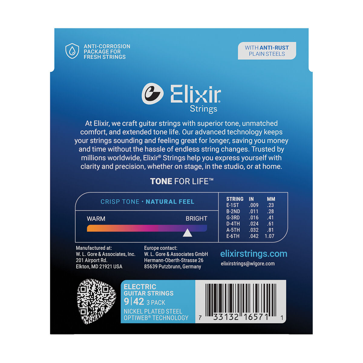 Elixir Electric Nickel Plated Steel Optiweb 9-42 Super Light -3 Pack