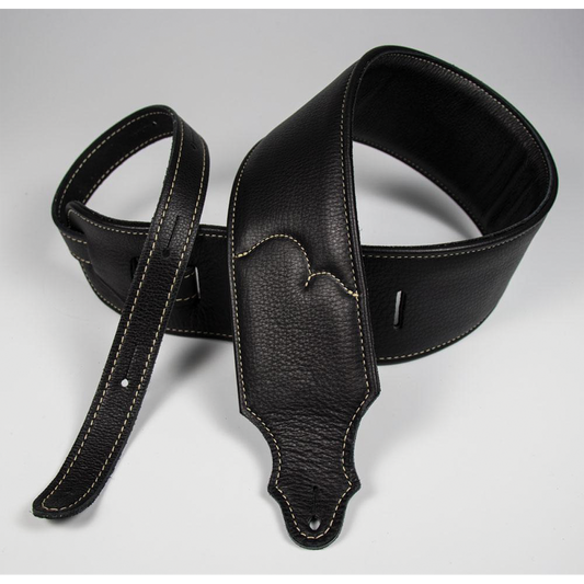 Franklin 3" Premium Black Padded Glove Leather Strap w/ Natural Stitch