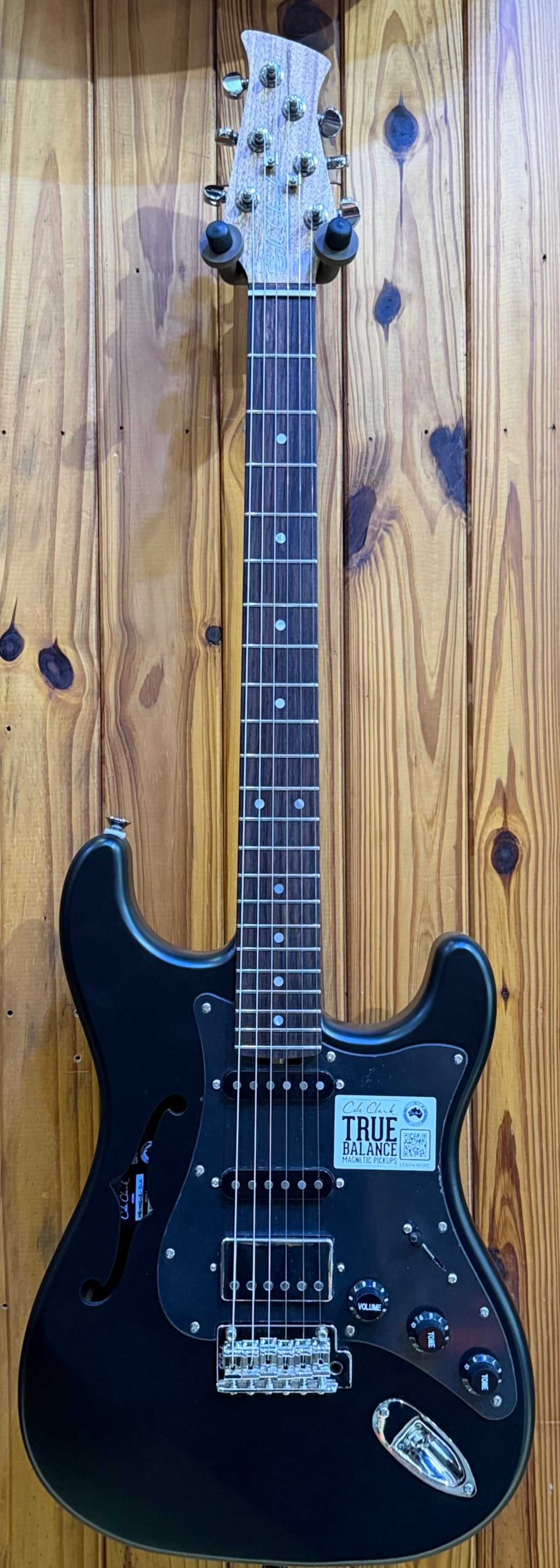 Cole Clark Hollow Baby HSS Semi-Hollow Electric Guitar - Black