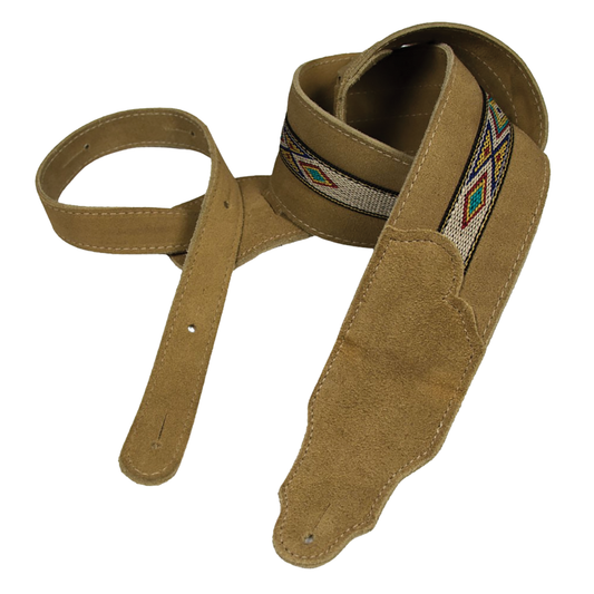 Franklin Southwest 2.5" Honey Suede Guitar Strap with Hitch Weave & Natural Stitching