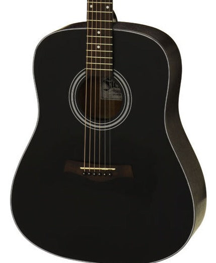 Aria Fiesta Series Dreadnought Acoustic Guitar - Black Matte