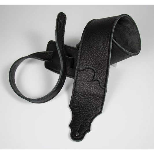 Franklin Original 3" Black Glove Leather Guitar Strap with Black Stitching