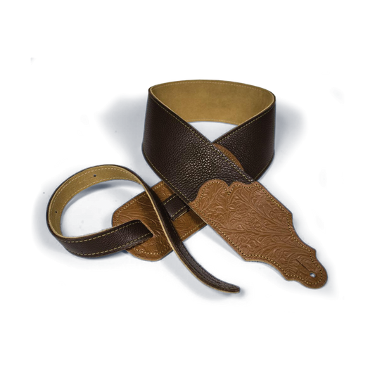 Franklin 3" Chocolate Glove Leather w/ Tooled Caramel Ends