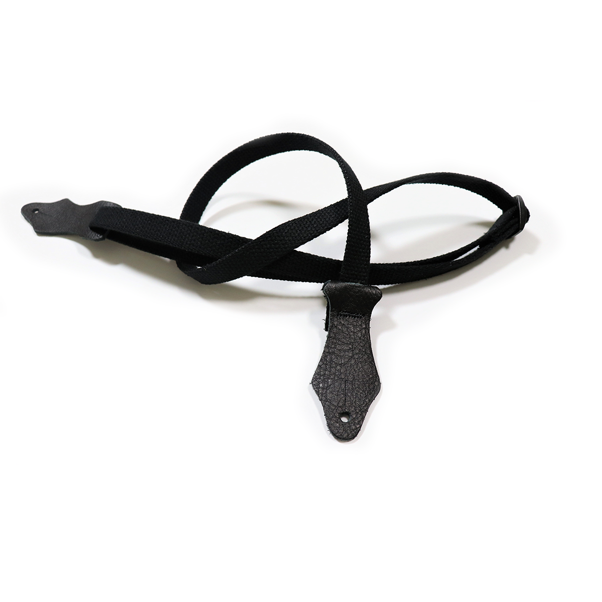 Franklin 5/8" Black Cotton Ukulele Strap w/ Black Glove Leather End