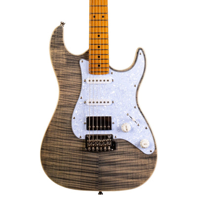 Jet JS-450-TBK Flame Top Electric Guitar - Transparent Black