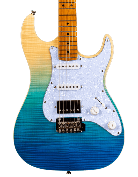 Jet JS-450 HSS Electric Roasted Maple Neck - Transparent Blue