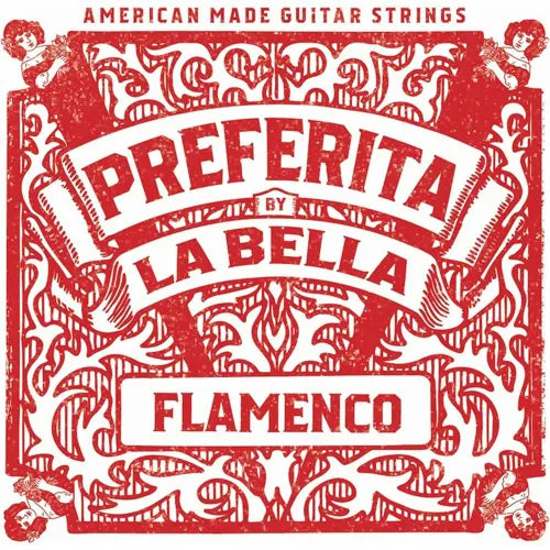 La Bella Preferita Red Nylon Flamenco Strings - Medium Tension