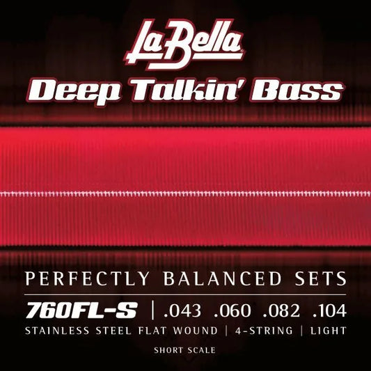 La Bella 760FL-S Deep Talkin' Electric Bass Strings - Stainless Flat Wound - Short Scale - 4-String - 43-104