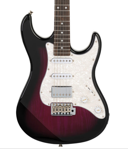 Sceptre Ventana Deluxe HSS Electric Guitar by Levinson - See Thru Misty Violet