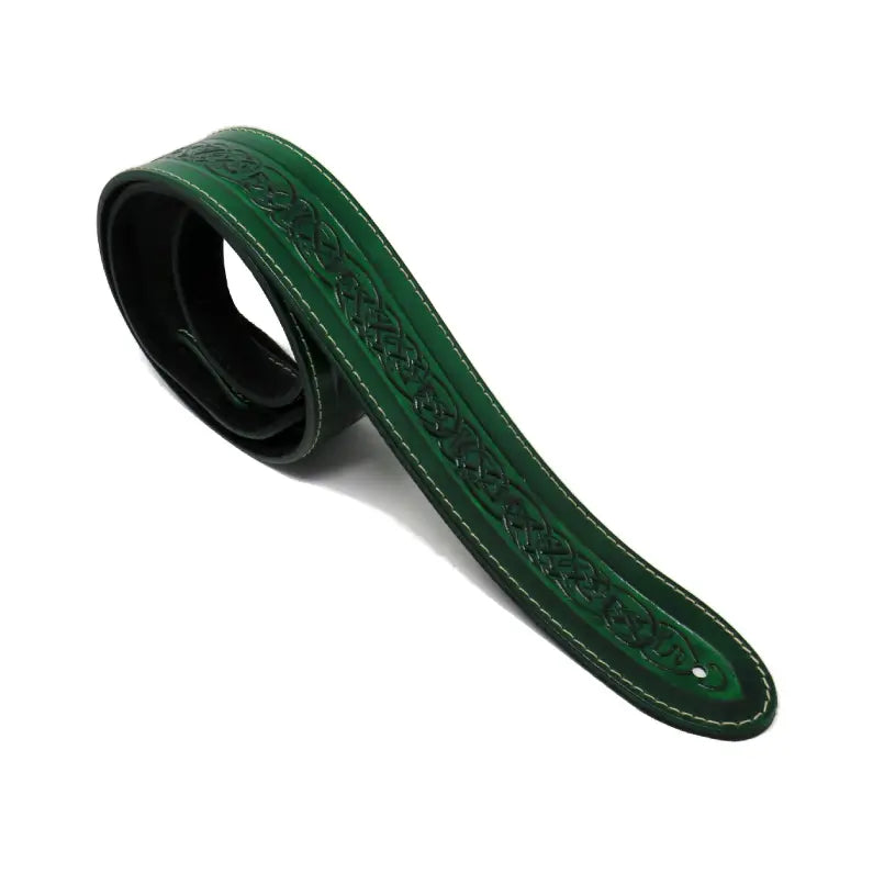 Leathergraft Celtic Embossed Green Guitar Strap