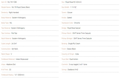 Dean ML 79 Floyd  - Classic Black