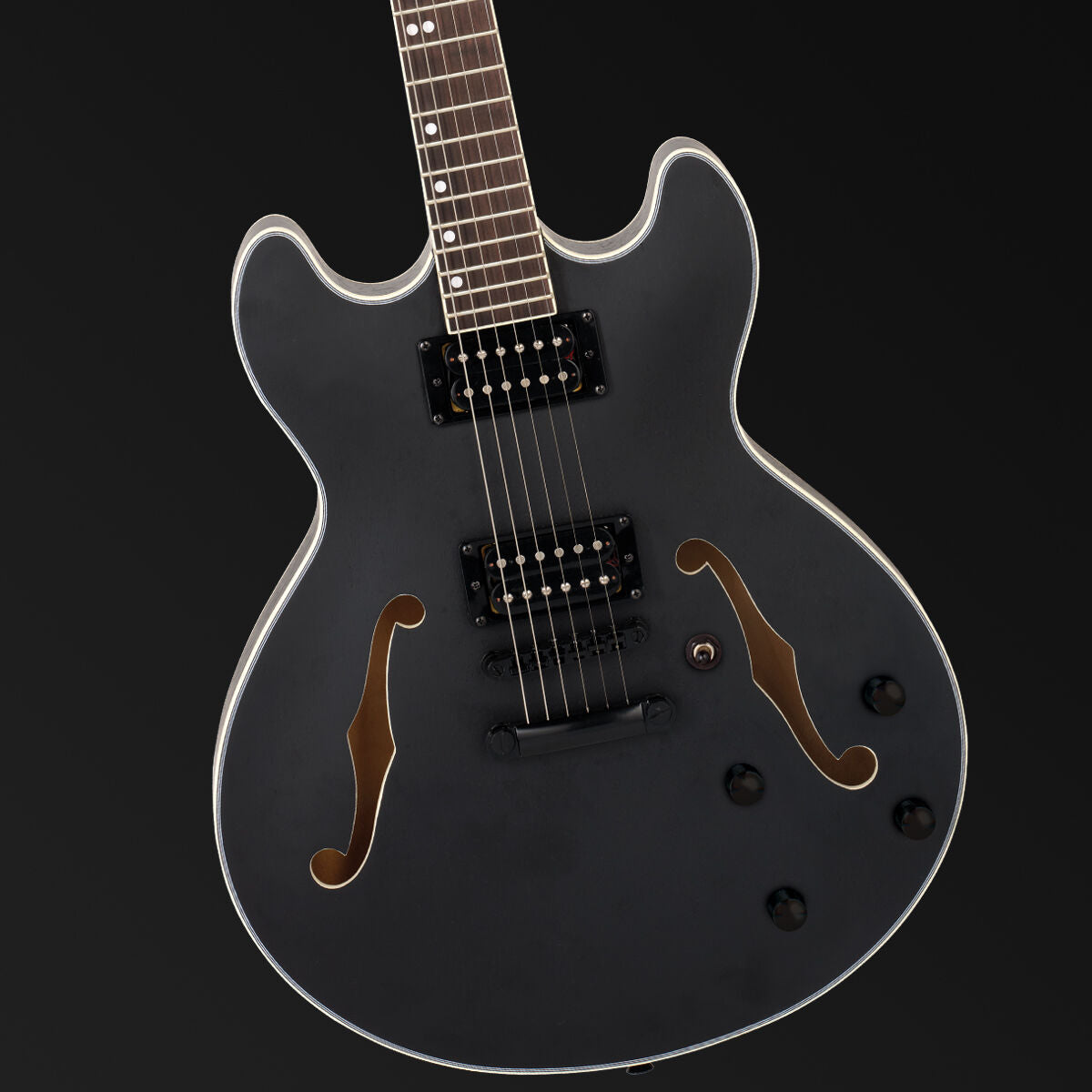Northstar Pro Hollow Body Electric Guitar - Open Pore Black Satin