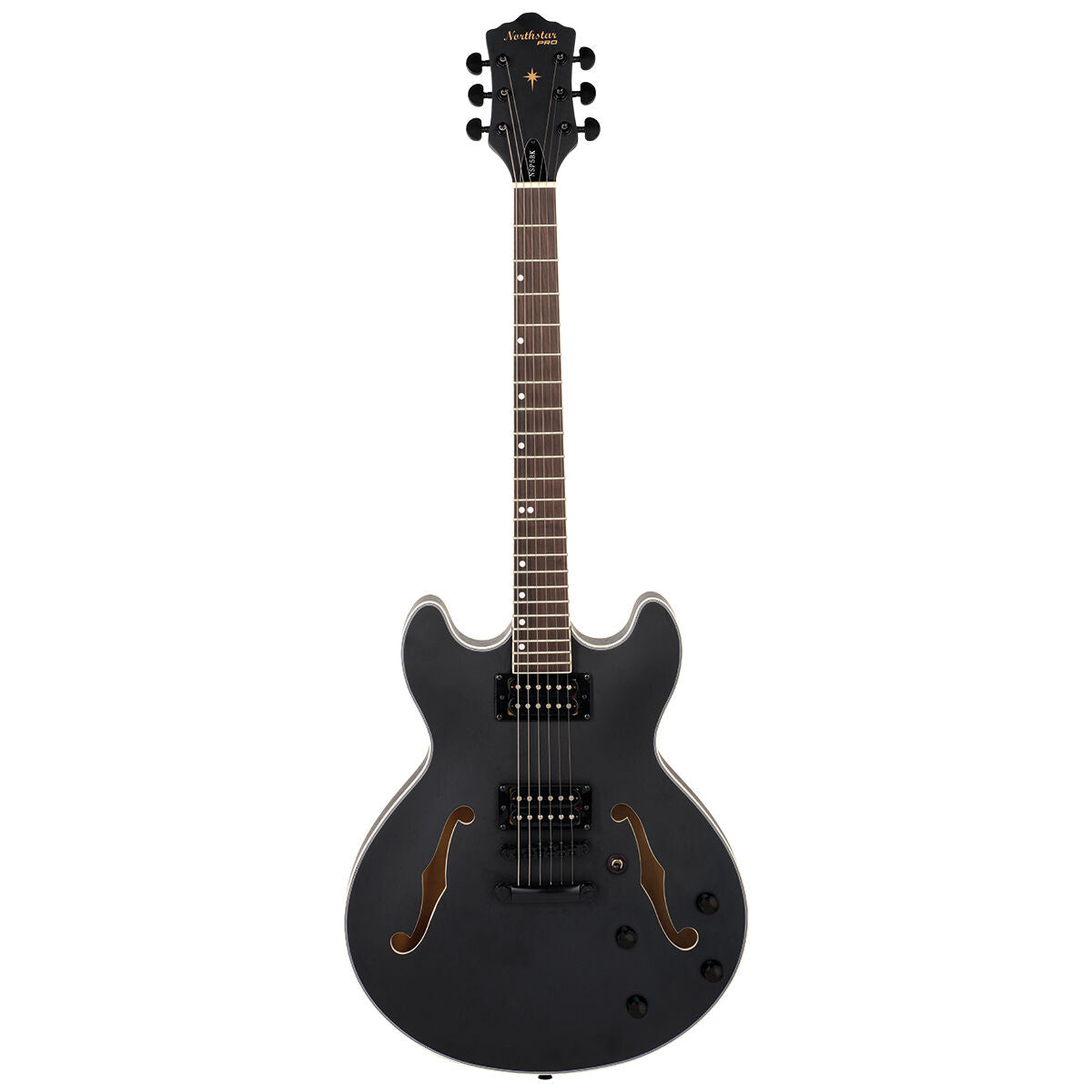 Northstar Pro Hollow Body Electric Guitar - Open Pore Black Satin