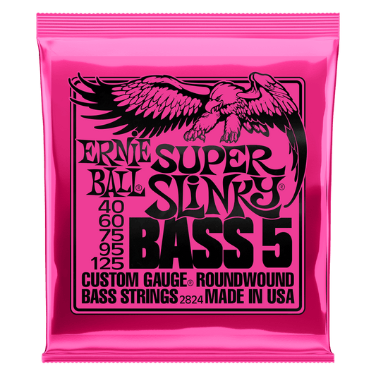 Ernie Ball Super Slinky Nickel Wound 5-String Electric Bass Strings 40-125 Gauge