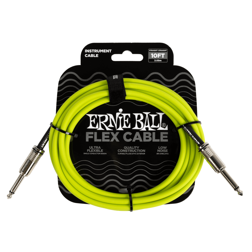 Ernie Ball 10' Flex Straight/ Angle Instrument Cable Green
