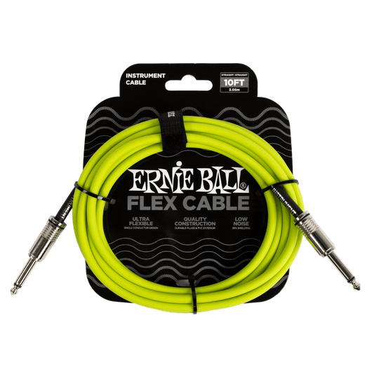 Ernie Ball 10' Flex Straight/ Angle Instrument Cable Green