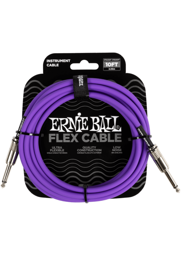 Ernie Ball 10' Flex Straight/ Straight Instrument Cable Purple