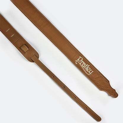Pratley 2.5" Caramel Leather Strap with Suede Backing and Embroidered Logo