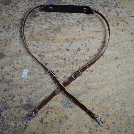 Colonial Leather Vintage Style Brown Leather Banjo Strap w/ Hooks