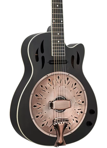 Ortega RRG40CE-DBK Resonator Guitar - Distressed Satin Black