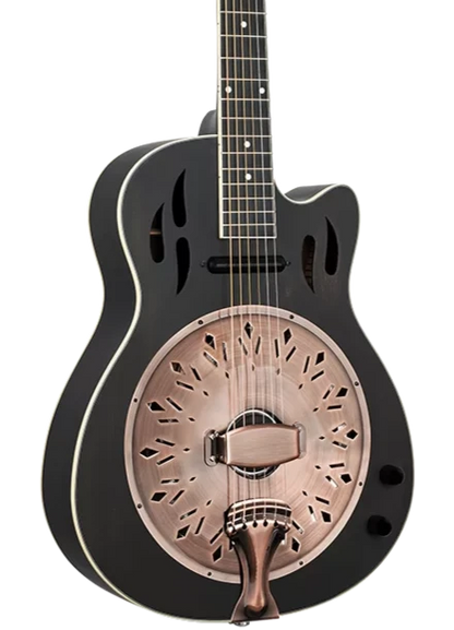 Ortega RRG40CE-DBK Resonator Guitar - Distressed Satin Black
