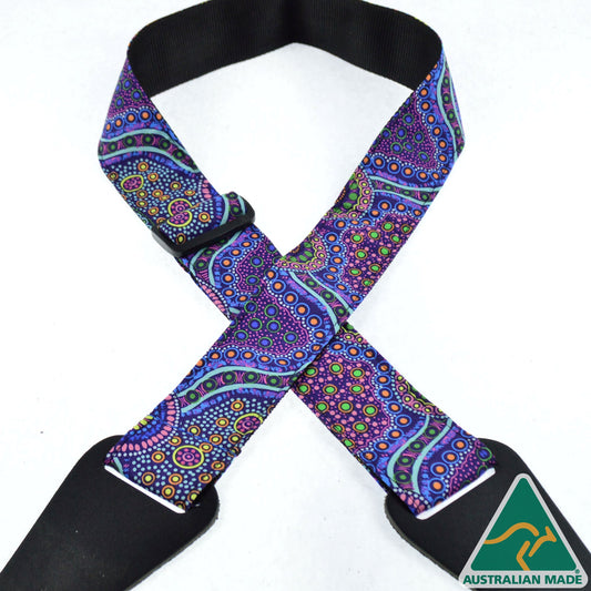 Colonial Leather Aboriginal Art Guitar Strap – Wild Bush Flowers