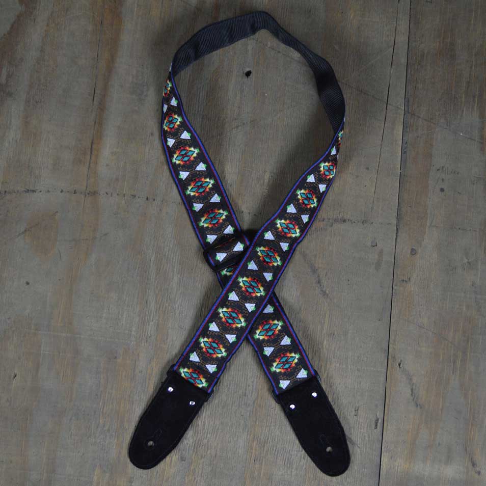 Colonial Leather Black Jacquard 50mm Webbing Guitar Strap
