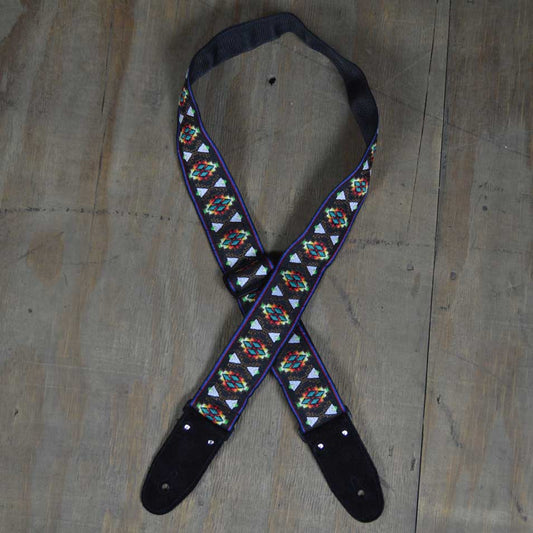 Colonial Leather Black Jacquard 50mm Webbing Guitar Strap