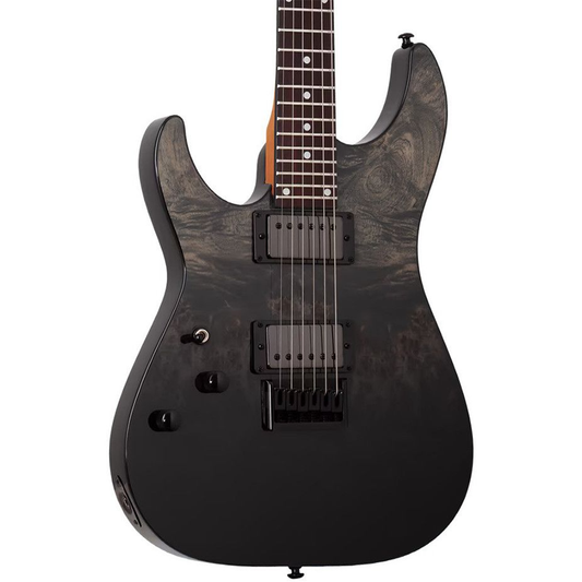 Schecter C-1 Standard Left Handed Electric Guitar - Black Fade Burst Burl