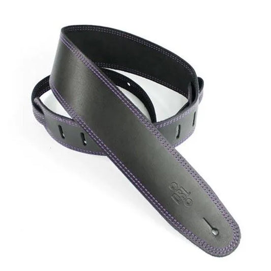 DSL SGE 2.5" Classic Guitar Strap - Black/Purple Stitching