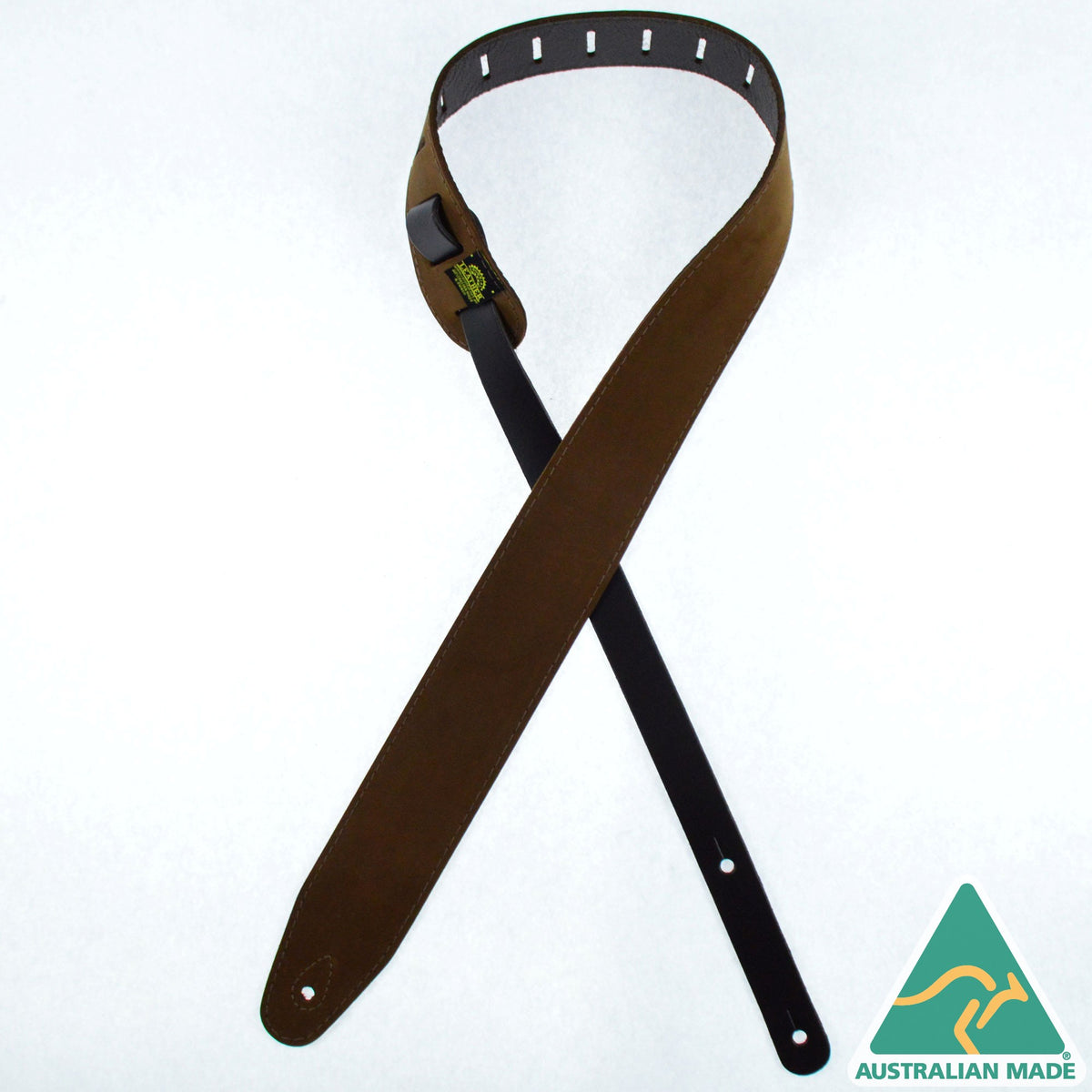 Colonial Leather Brown and Brown Upholstery Backed 2.5″ Leather Guitar Strap