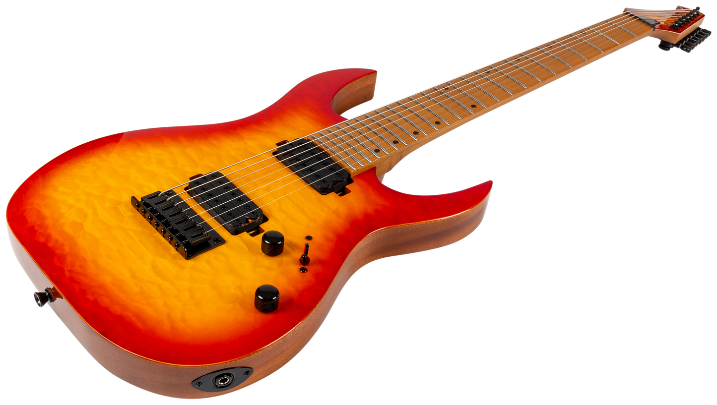 Spira S-507 7-String Electric Guitar - Quilted Fireburst