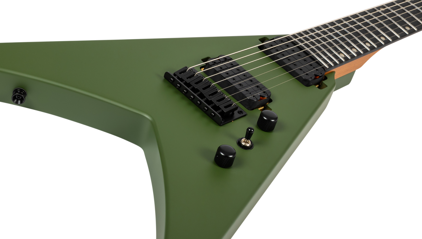 Spira V-407 7-String Electric Guitar - Satin Green