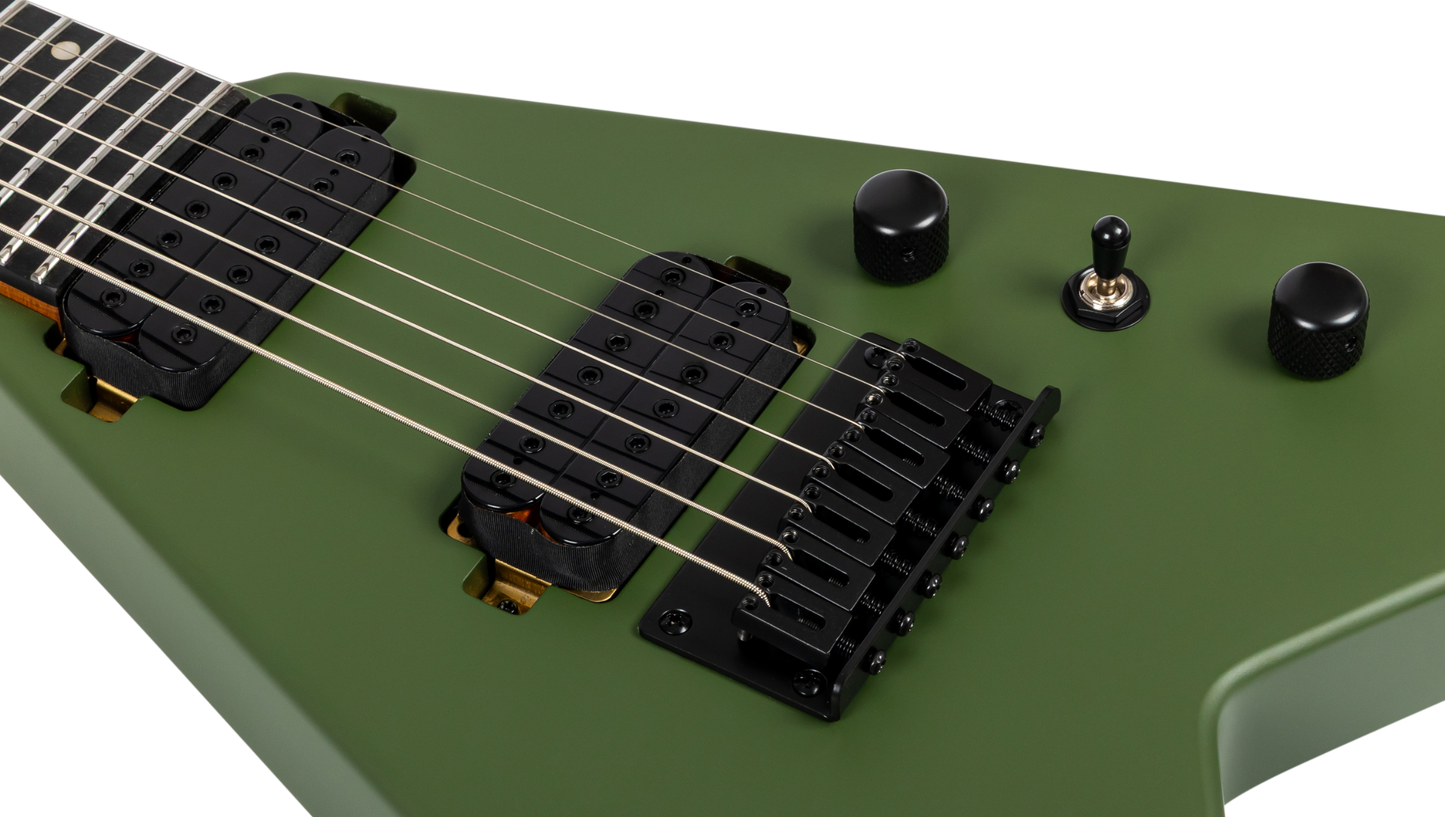 Spira V-407 7-String Electric Guitar - Satin Green