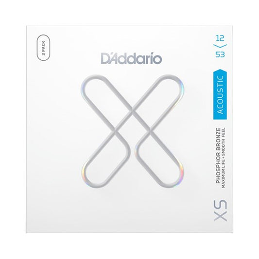 D'Addario 3 Pack XS Coated Acoustic Phosphor Bronze 12-53 Strings