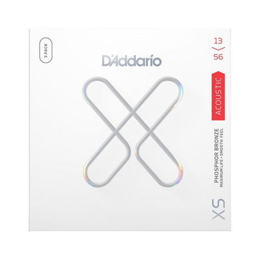 D'Addario 3 Pack - XS Coated Acoustic Phosphor Bronze 13-56 Strings