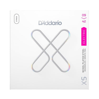 D'Addario 3 Pack XS Coated Electric Guitar Strings 9-42
