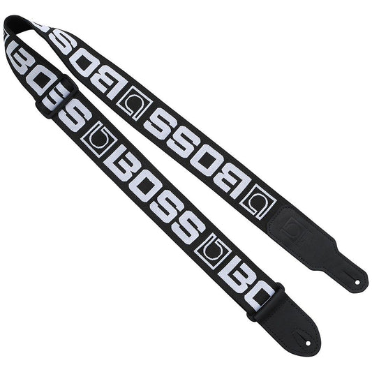 Boss BSM20BW Monogram Guitar Strap - Black w/ White Logo